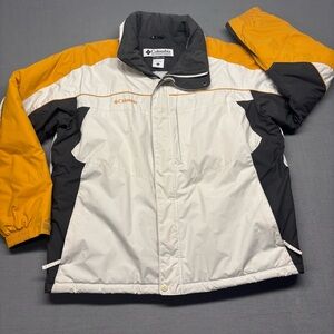 Men’s Columbia Ski Snowboard Winter Jacket Size XL Warm White Black Yellow